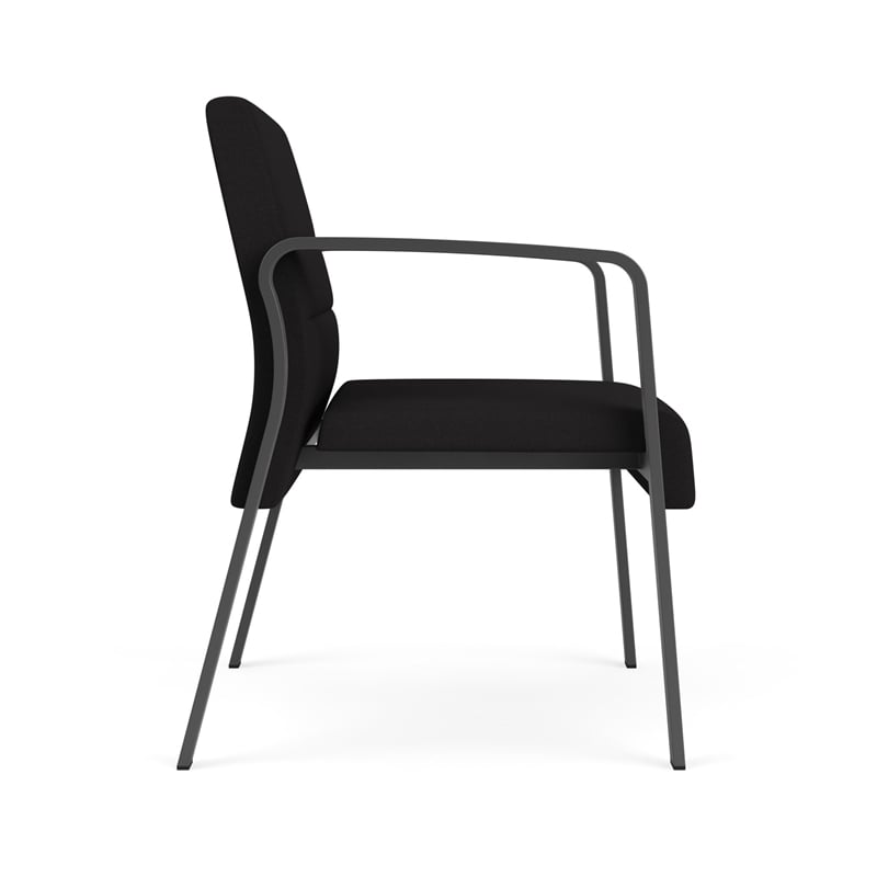 Waterfall Reception Waiting Oversize Guest Chair / Charcoal Steel / Black
