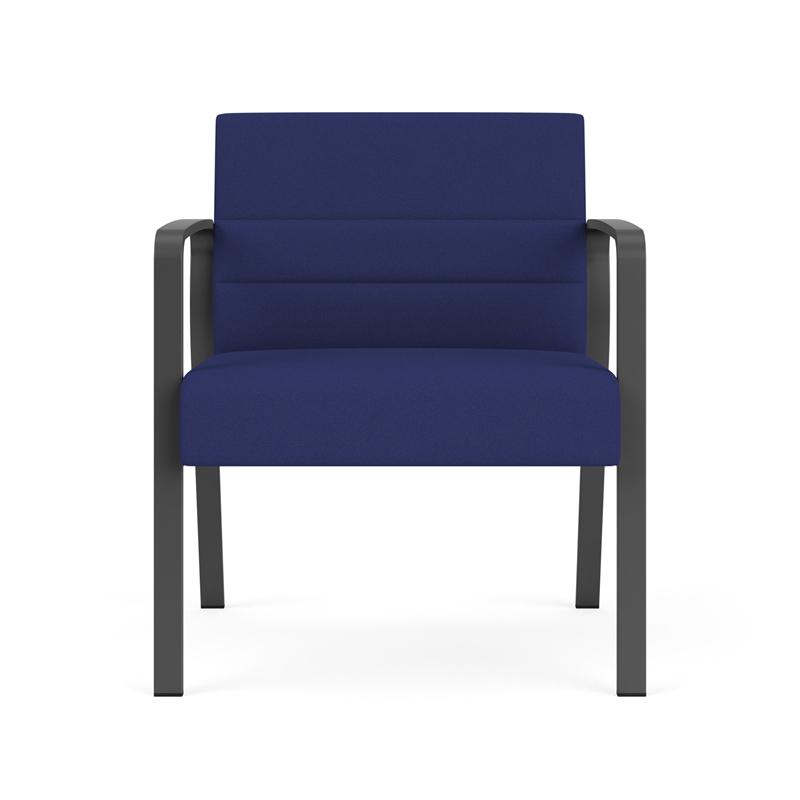 Waterfall Reception Waiting Oversize Guest Chair / Charcoal Steel / Blue