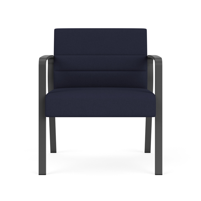 Waterfall Reception Waiting Oversize Guest Chair / Charcoal Steel / Navy Blue