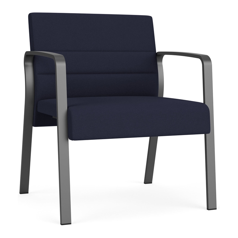 Waterfall Reception Waiting Oversize Guest Chair / Charcoal Steel / Navy Blue
