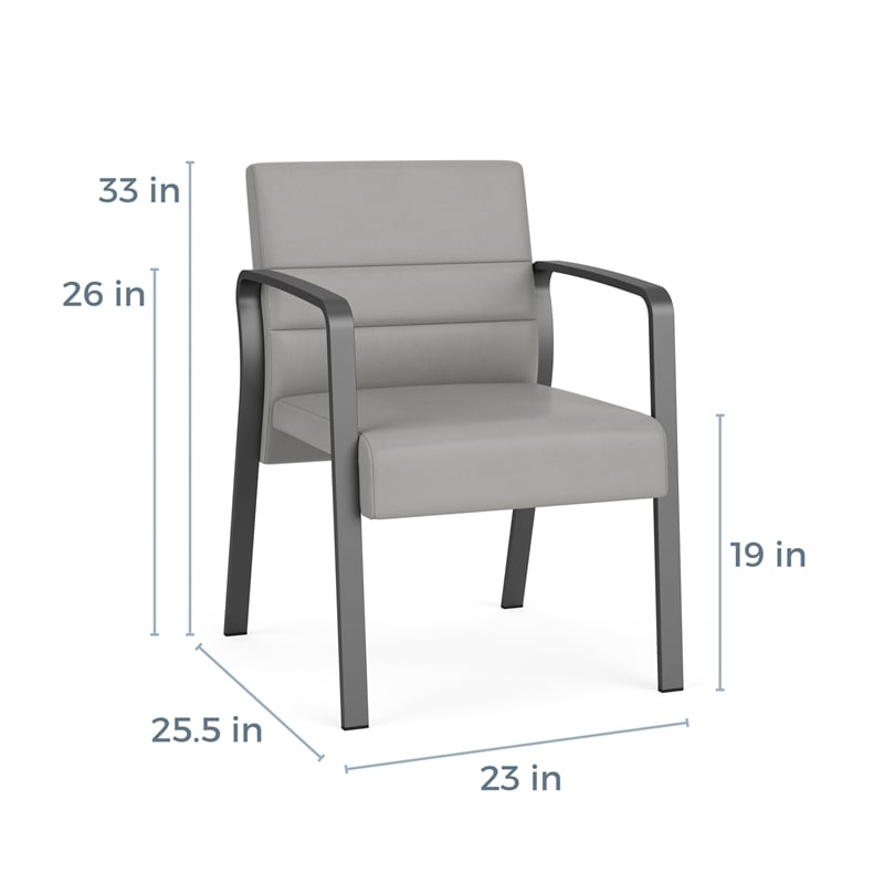 Waterfall Reception Waiting Room Healthcare Guest Chair / Charcoal Steel / Black