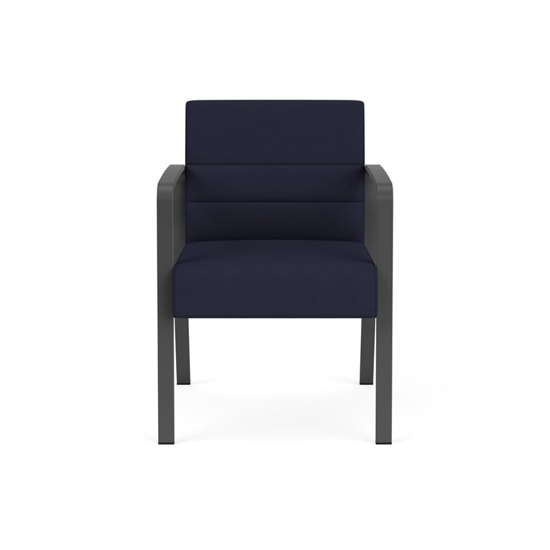 Waterfall Reception Waiting Room Guest Chair / Charcoal Steel / Navy Blue