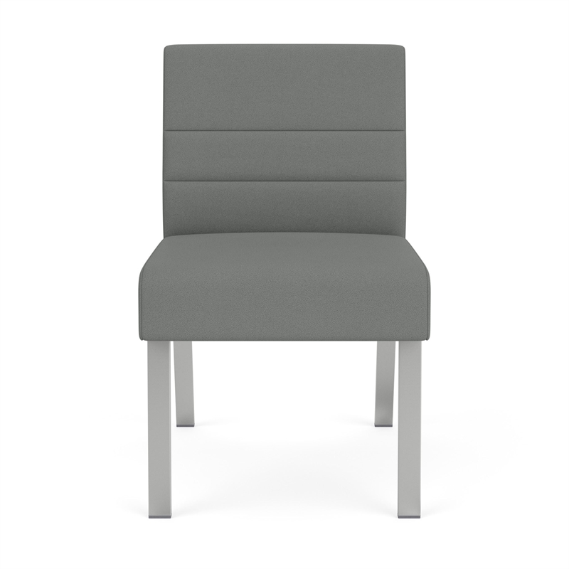 Waterfall Reception Waiting Room Armless Guest Chair / Silver Steel / Light Gray