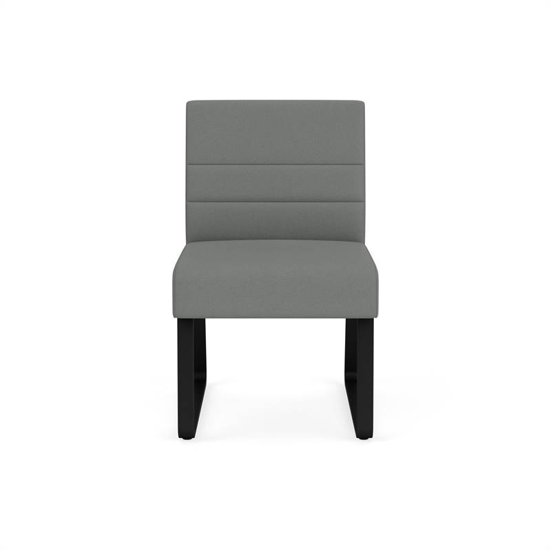 Waterfall Reception Sled Base Armless Guest Chair / Black Steel / Light Gray