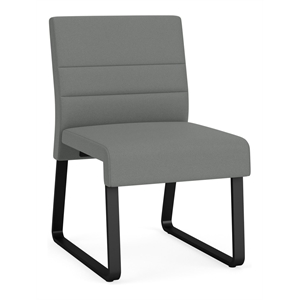 Waterfall Reception Sled Base Armless Guest Chair / Black Steel / Light Gray
