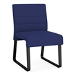 Waterfall Reception Waiting Sled Base Armless Guest Chair / Black Steel / Blue