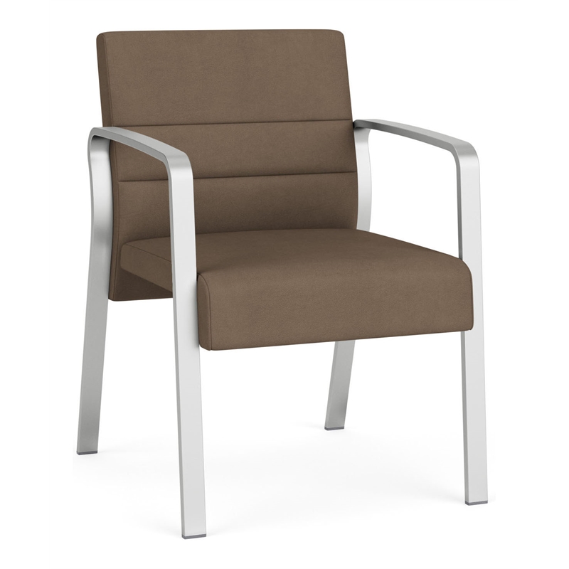 Waterfall Reception Waiting Room Healthcare Guest Chair / Silver Steel / Brown