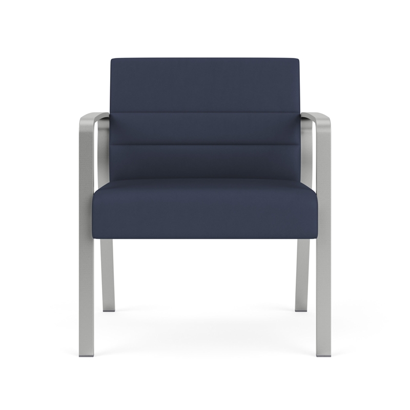 Waterfall Reception Waiting Oversize Guest Chair / Silver Steel / Blue