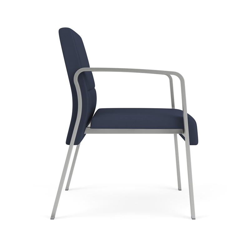 Waterfall Reception Waiting Oversize Guest Chair / Silver Steel / Blue