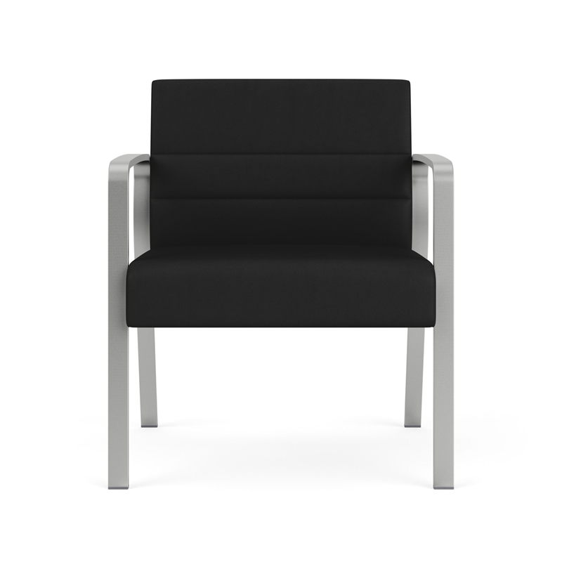 Waterfall Reception Waiting Oversize Guest Chair / Silver Steel / Black