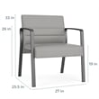 Waterfall Reception Waiting Oversize Guest Chair / Silver Steel / Black
