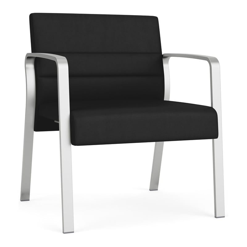 Waterfall Reception Waiting Oversize Guest Chair / Silver Steel / Black