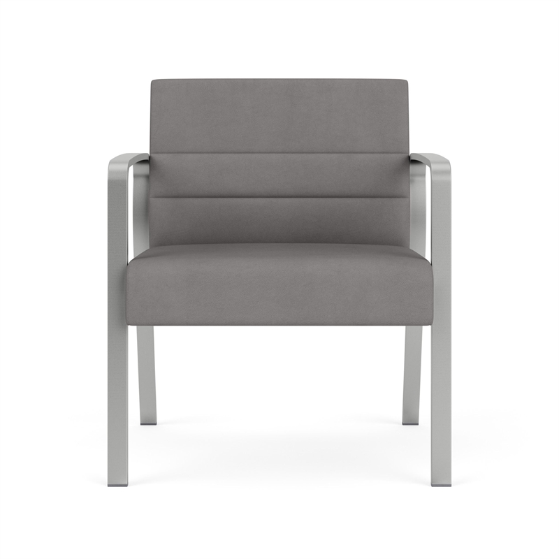 Waterfall Reception Waiting Oversize Guest Chair / Silver Steel / Light Gray