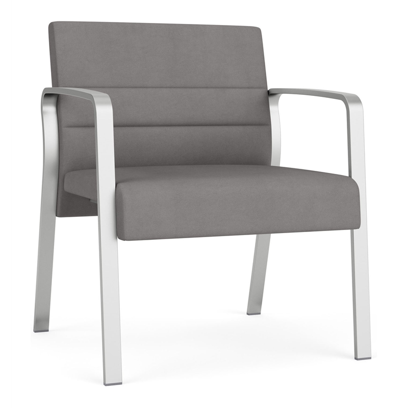 Waterfall Reception Waiting Oversize Guest Chair / Silver Steel / Light Gray