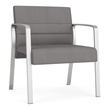 Waterfall Reception Waiting Oversize Guest Chair / Silver Steel / Light Gray