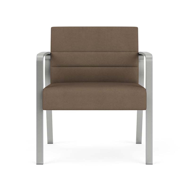 Waterfall Reception Waiting Oversize Guest Chair / Silver Steel / Brown