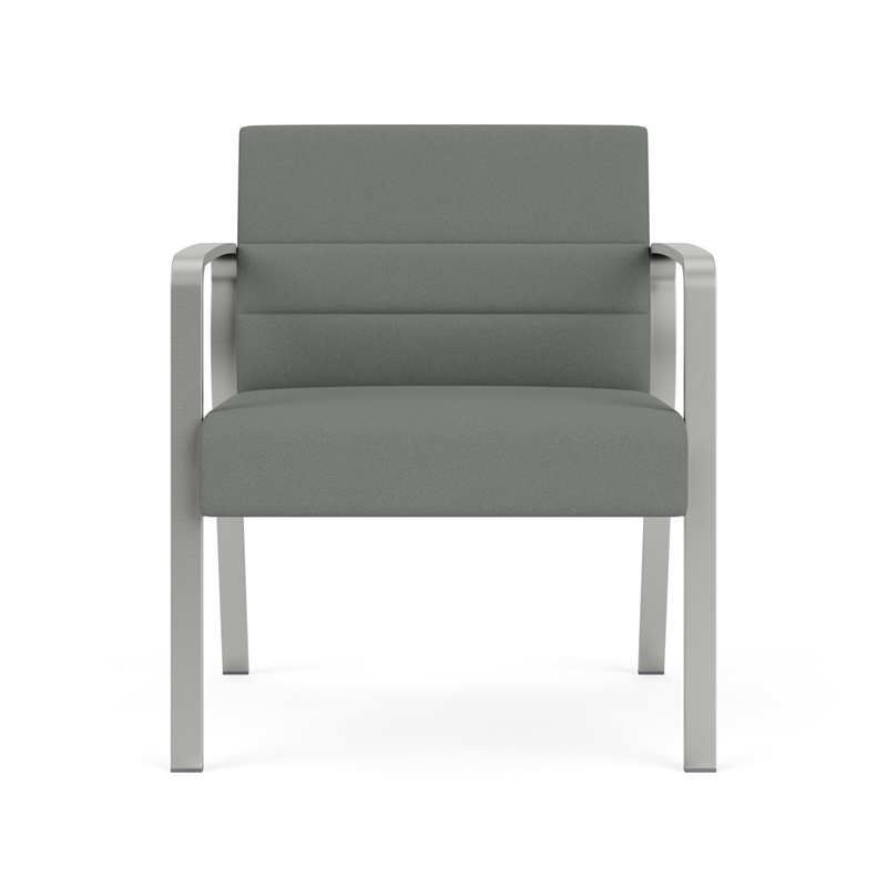 Waterfall Reception Waiting Oversize Guest Chair / Silver Steel / Light Gray