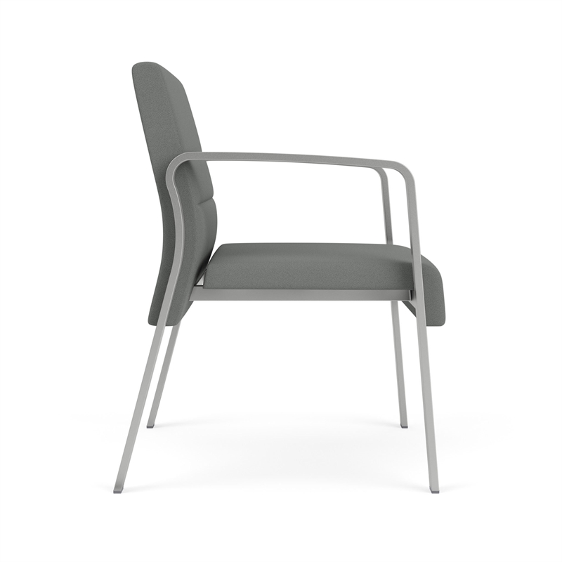 Waterfall Reception Waiting Oversize Guest Chair / Silver Steel / Light Gray
