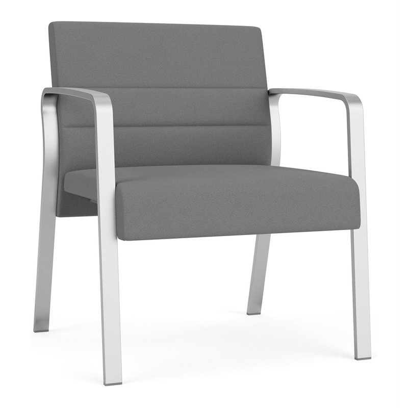 Waterfall Reception Waiting Oversize Guest Chair / Silver Steel / Light Gray