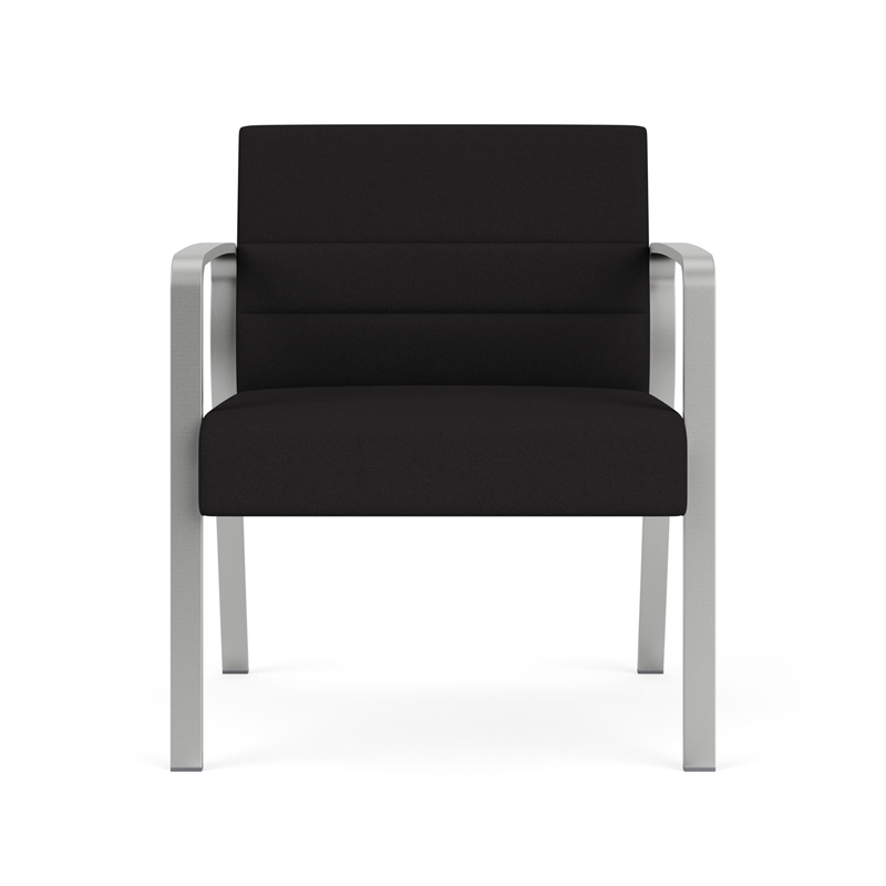 Waterfall Reception Waiting Oversize Guest Chair / Silver Steel / Black