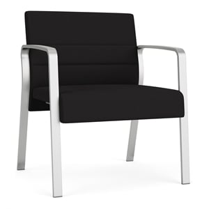 Waterfall Reception Waiting Oversize Guest Chair / Silver Steel / Black