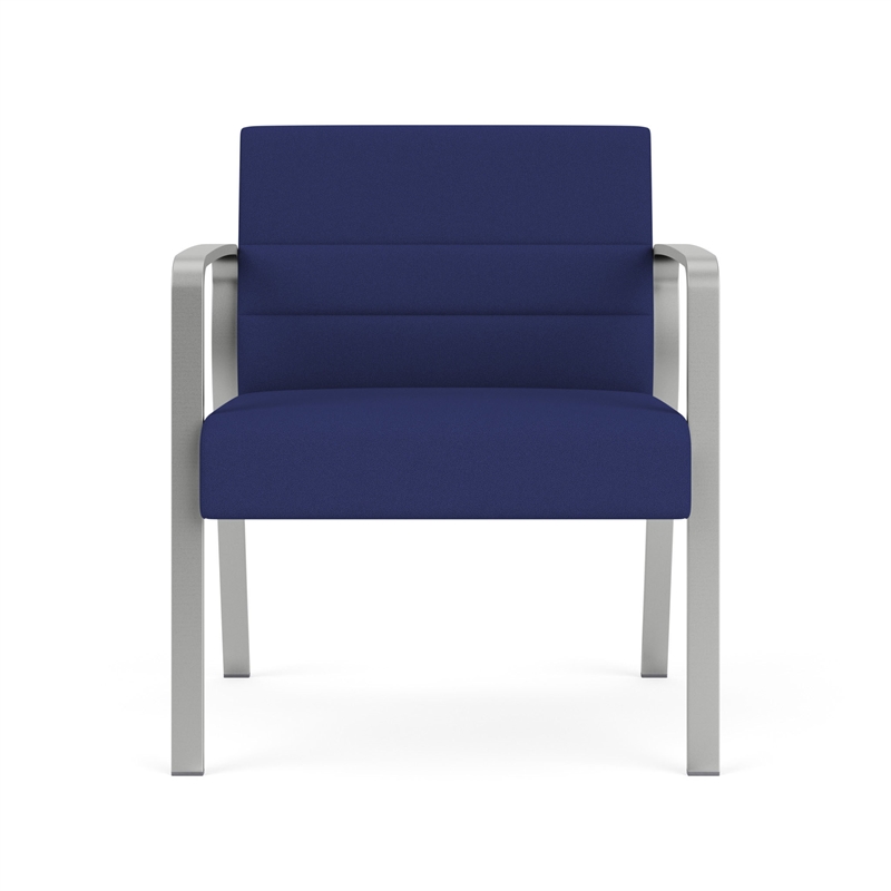 Waterfall Reception Waiting Oversize Guest Chair / Silver Steel / Blue