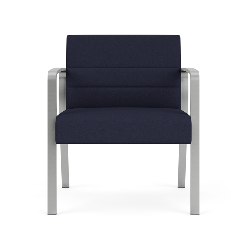 Waterfall Reception Contemporary Oversize Guest Chair / Silver Steel / Navy Blue