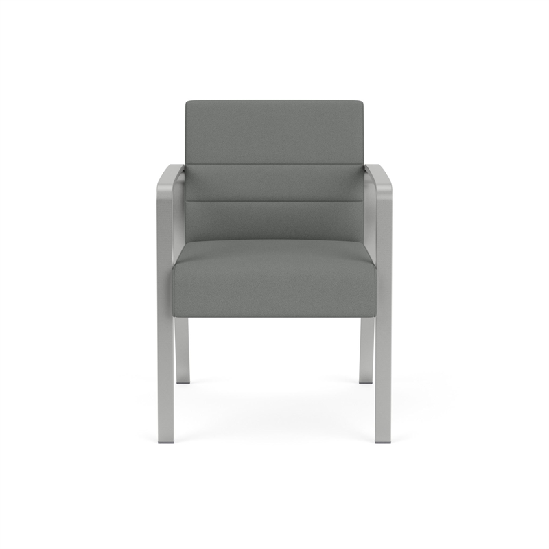 Waterfall Reception Waiting Room Guest Chair / Silver Steel / Light Gray