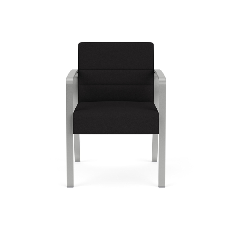 Waterfall Reception Waiting Room Healthcare Guest Chair / Silver Steel / Black