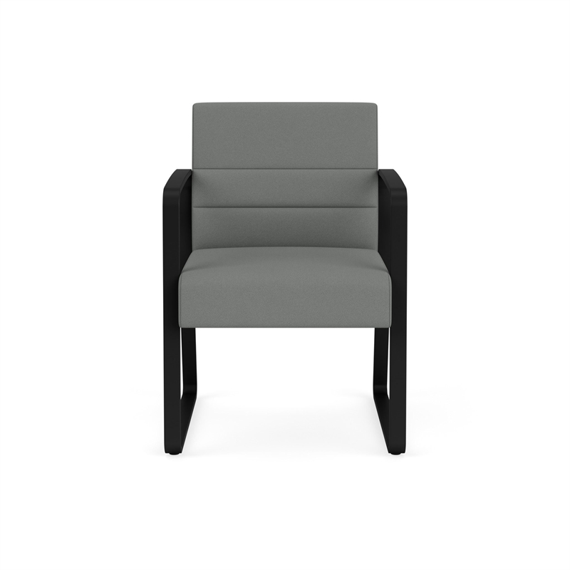 Waterfall Reception Waiting Sled Base Guest Chair / Black Steel / Light Gray