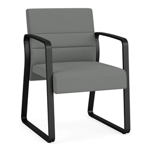Waterfall Reception Waiting Sled Base Guest Chair / Black Steel / Light Gray