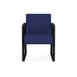 Waterfall Reception Waiting Sled Base Guest Chair / Black Steel / Blue