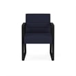 Waterfall Reception Waiting Room Sled Base Guest Chair / Black Steel / Navy Blue