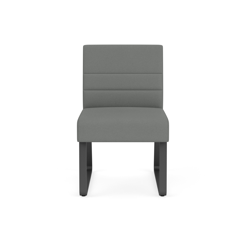 Waterfall Reception Sled Base Armless Guest Chair / Charcoal Steel / Light Gray