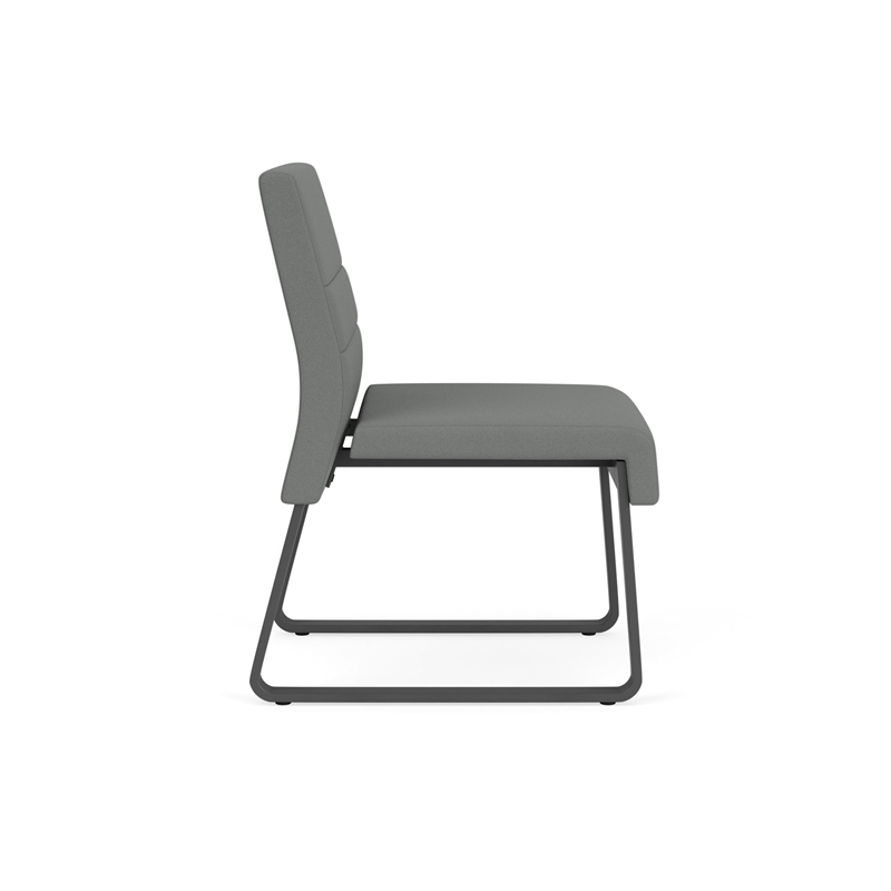 Waterfall Reception Sled Base Armless Guest Chair / Charcoal Steel / Light Gray