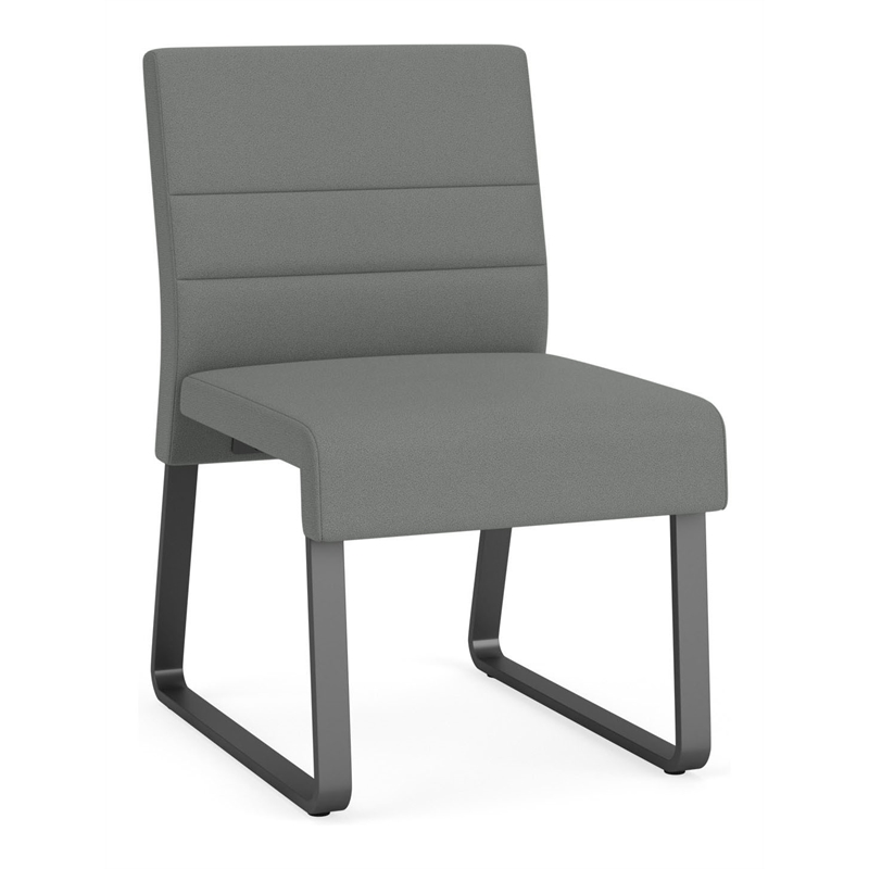 Waterfall Reception Sled Base Armless Guest Chair / Charcoal Steel / Light Gray