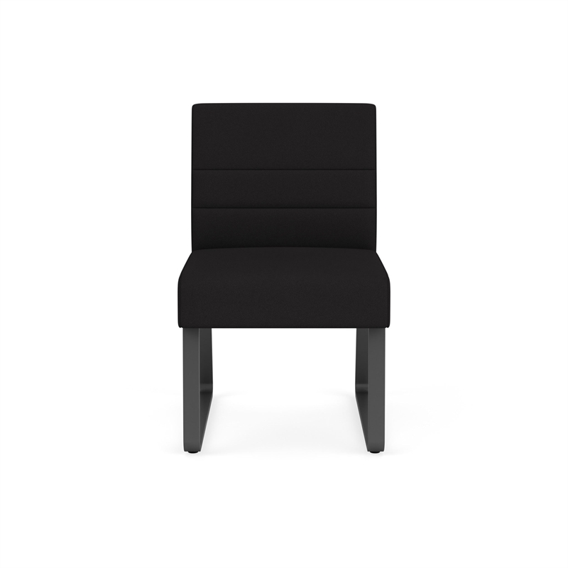 Waterfall Reception Sled Base Armless Guest Chair / Charcoal Steel / Black
