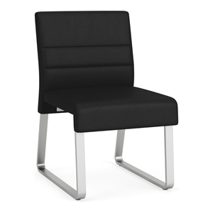 Waterfall Reception Waiting Armless Guest Chair / Silver Steel / Black