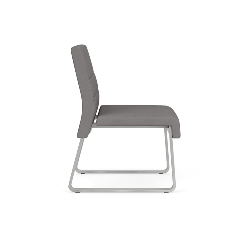 Waterfall Reception Waiting Armless Guest Chair / Silver Steel / Light Gray