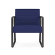 Waterfall Reception Sled Base Oversize Guest Chair / Charcoal Steel / Blue