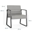 Waterfall Reception Sled Base Oversize Guest Chair / Charcoal Steel / Blue