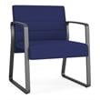 Waterfall Reception Sled Base Oversize Guest Chair / Charcoal Steel / Blue