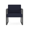Waterfall Reception Sled Base Oversize Guest Chair / Charcoal Steel / Navy Blue