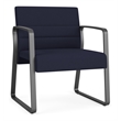 Waterfall Reception Sled Base Oversize Guest Chair / Charcoal Steel / Navy Blue
