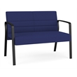 Waterfall Reception Waiting Room Healthcare Loveseat / Black Steel / Blue