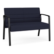 Waterfall Reception Waiting Room Healthcare Loveseat / Black Steel / Navy Blue