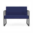 Waterfall Reception Waiting Sled Base Loveseat / Charcoal Steel / Blue