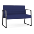 Waterfall Reception Waiting Sled Base Loveseat / Charcoal Steel / Blue