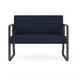 Waterfall Reception Waiting Sled Base Loveseat / Charcoal Steel / Navy Blue