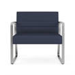 Waterfall Reception Waiting Sled Base Bariatic Chair / Silver Steel / Blue